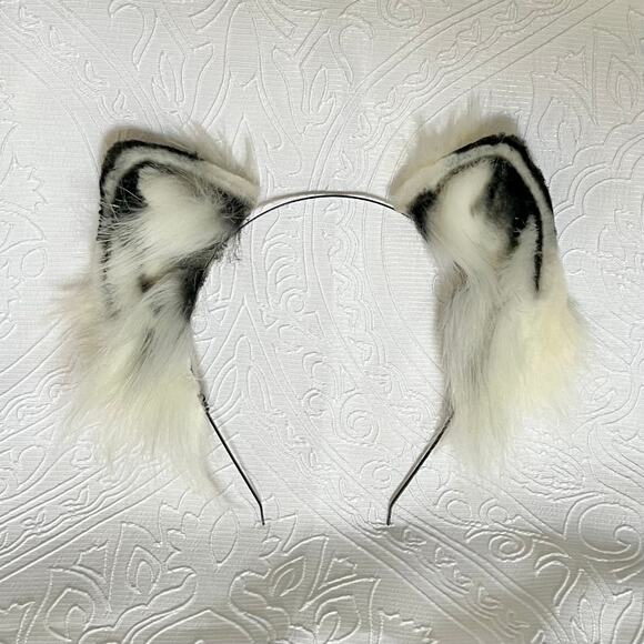 Snow Leopard Cat Black White Ears Headband Cosplay Furry Fursuit Costume - Picture 2 of 5